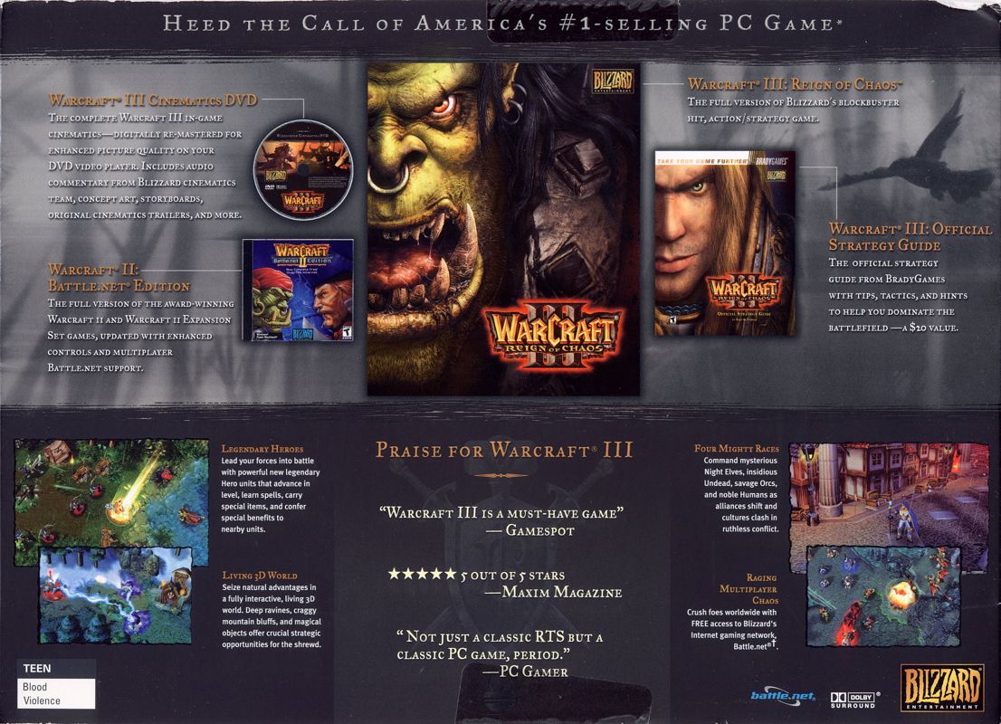 Back Cover for WarCraft III: Reign of Chaos (Exclusive Gift Set) (Macintosh and Windows)