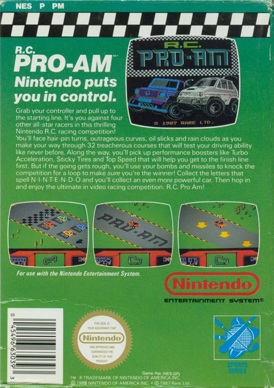 Back Cover for R.C. Pro-Am (NES)