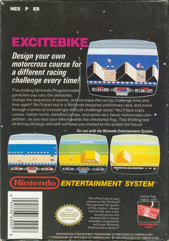 Back Cover for Excitebike (NES)