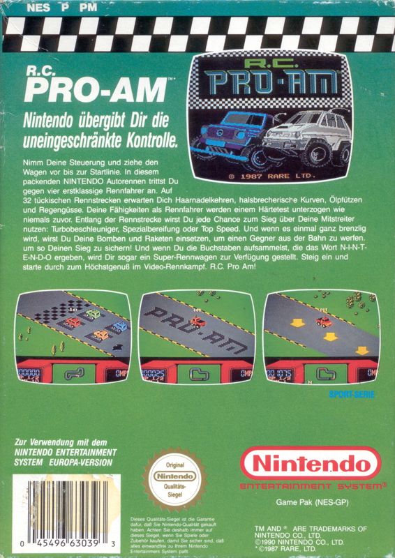 Back Cover for R.C. Pro-Am (NES)