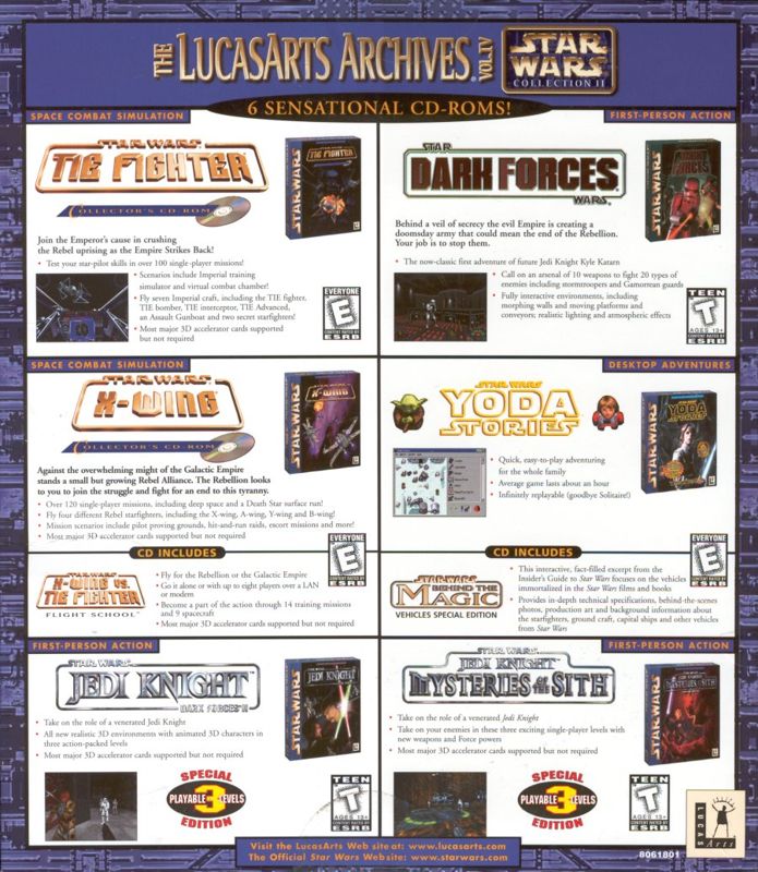Back Cover for The LucasArts Archives: Vol. IV - The Star Wars Collection II (Windows)