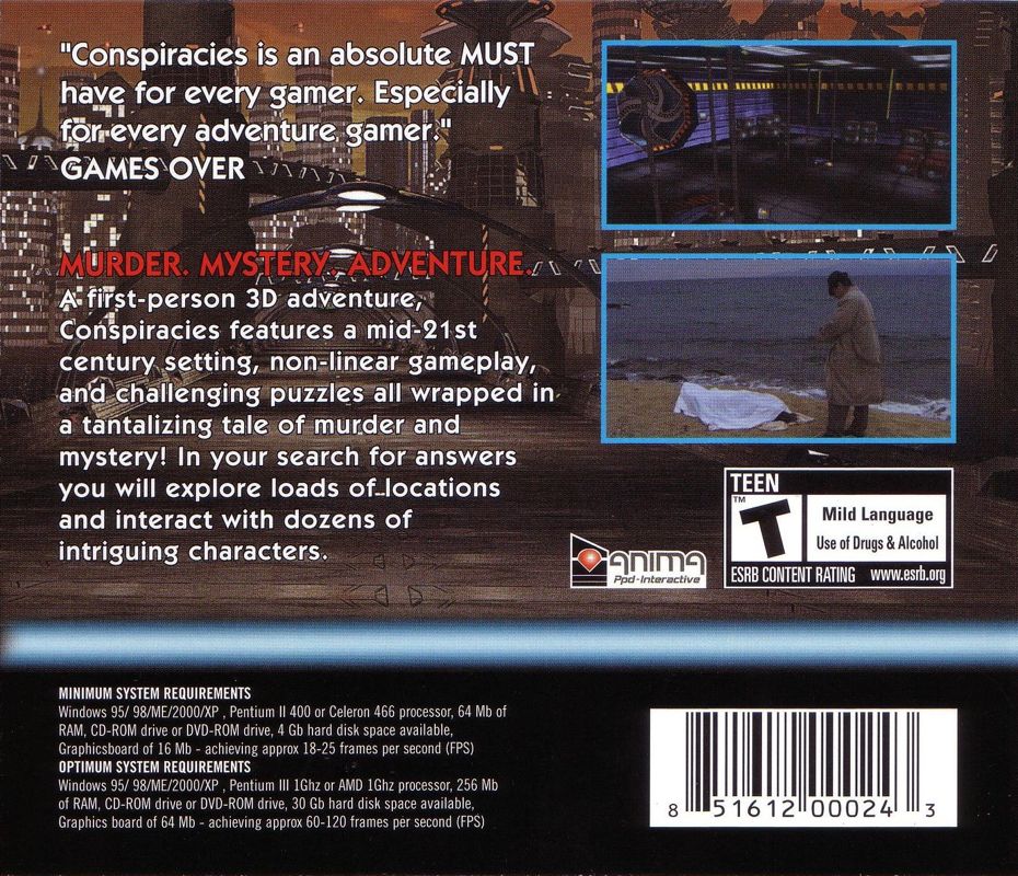Other for Conspiracies (Windows): Jewel Case - Back