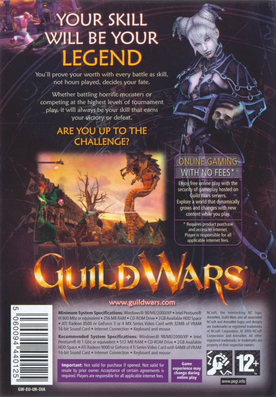 Back Cover for Guild Wars (Windows)