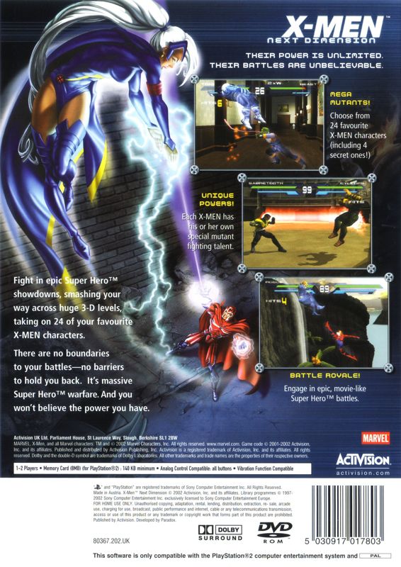 XMen Next Dimension cover or packaging material MobyGames