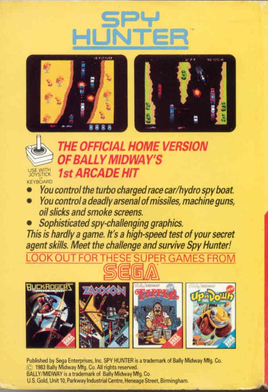 Back Cover for Spy Hunter (ZX Spectrum)