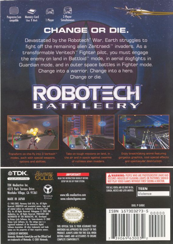 Robotech: Battlecry cover or packaging material - MobyGames