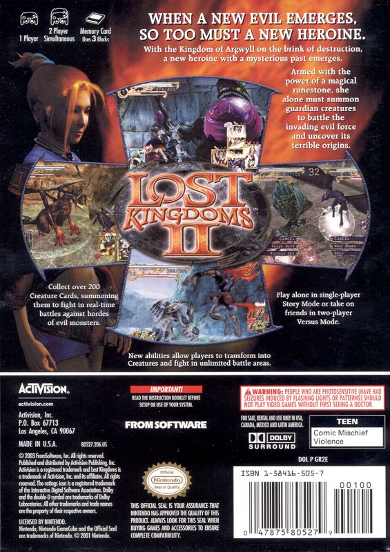 Back Cover for Lost Kingdoms II (GameCube)