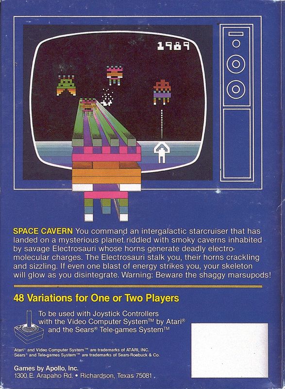 Back Cover for Space Cavern (Atari 2600)