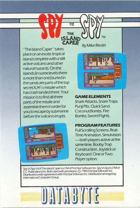 Back Cover for Spy vs. Spy: The Island Caper (Commodore 64)