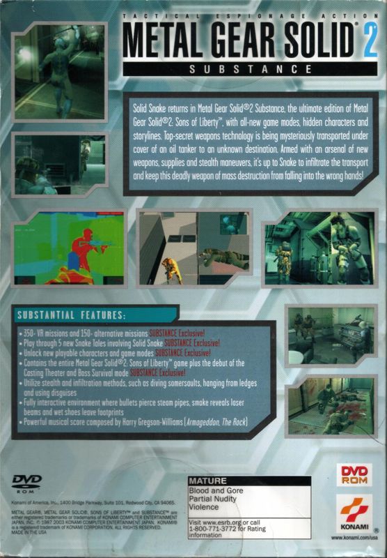 Back Cover for Metal Gear Solid 2: Substance (Windows)