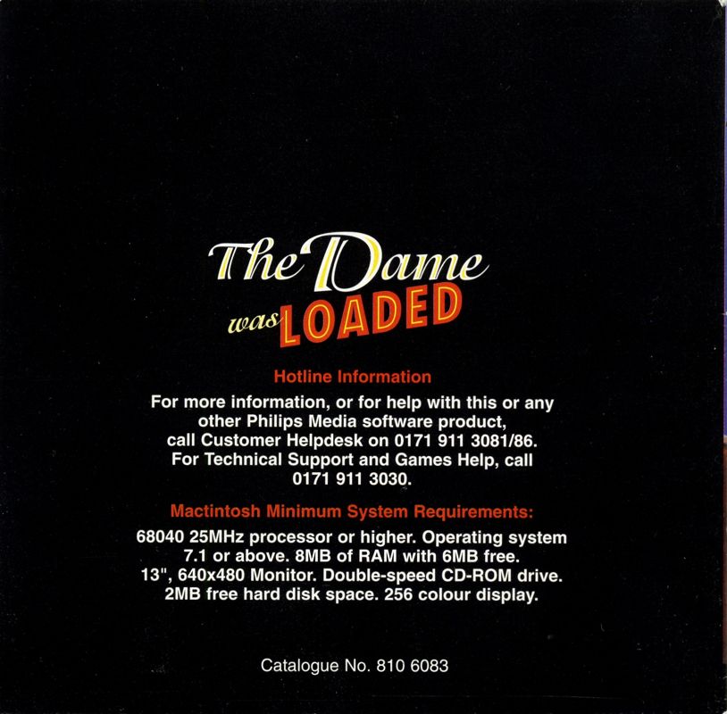 Inside Cover for The Dame Was Loaded (Macintosh)