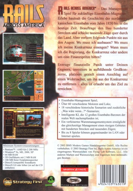 Back Cover for Rails Across America (Windows)
