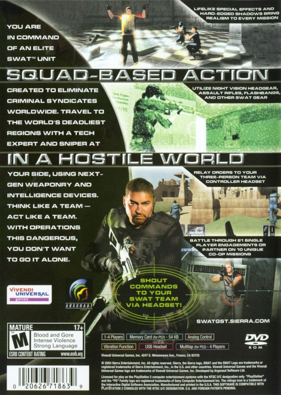 Back Cover for SWAT: Global Strike Team (PlayStation 2)