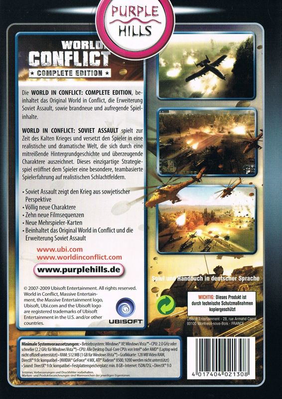 Back Cover for World in Conflict: Soviet Assault (Windows) (Purple Hills release)