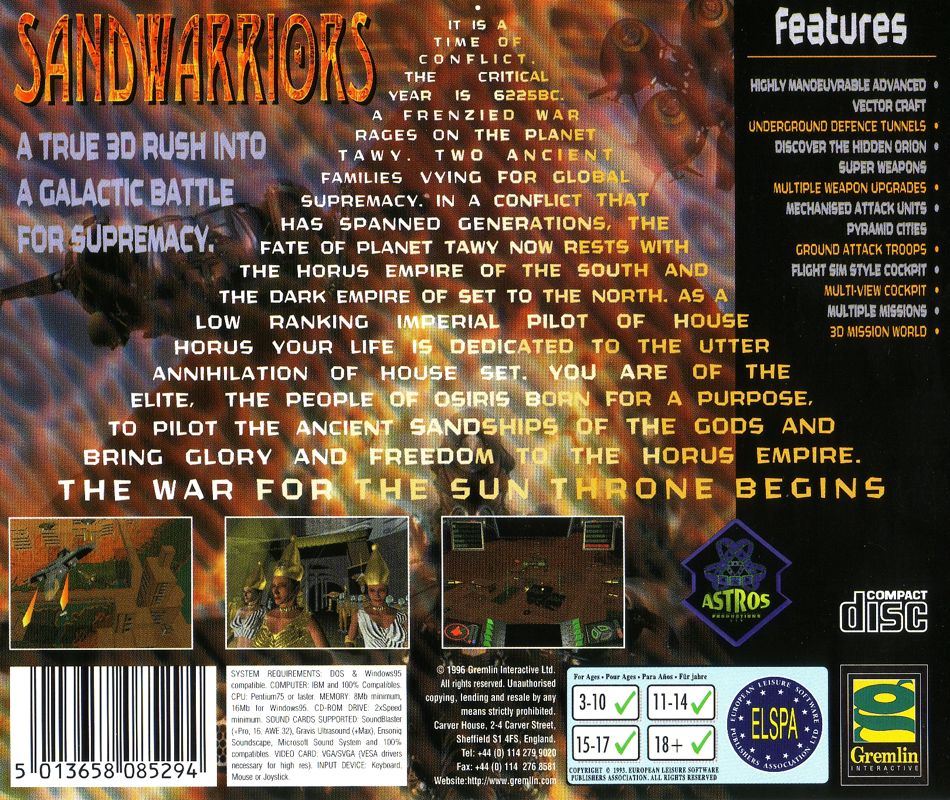 Other for Sandwarriors (DOS): Jewel Case - Back