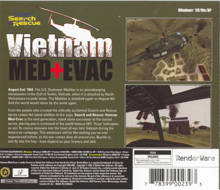Other for Search & Rescue: Vietnam Med Evac (Windows): Jewel Case - Back