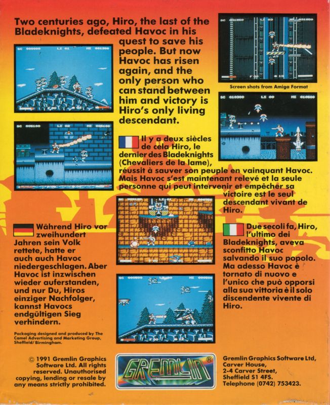 Back Cover for Switchblade II (Atari ST)