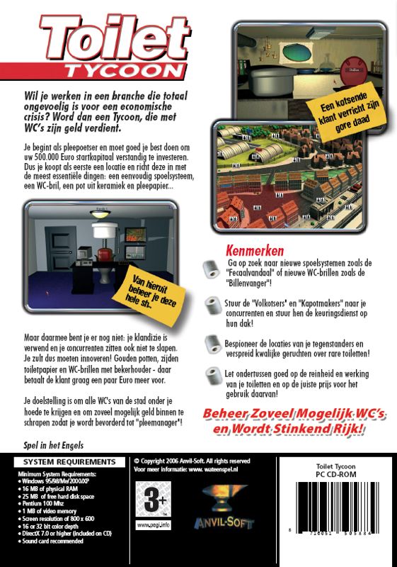 Back Cover for Toilet Tycoon (Windows) (Promotional)