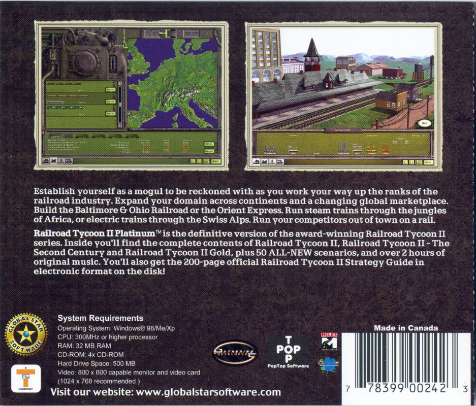 Back Cover for Railroad Tycoon II: Platinum (Windows) (Budget release)