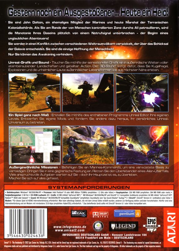 Unreal Ii: The Awakening Cover Or Packaging Material - Mobygames