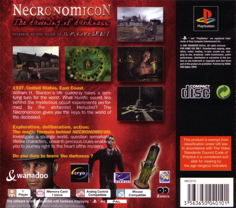Back Cover for Necronomicon: The Gateway to Beyond (PlayStation)