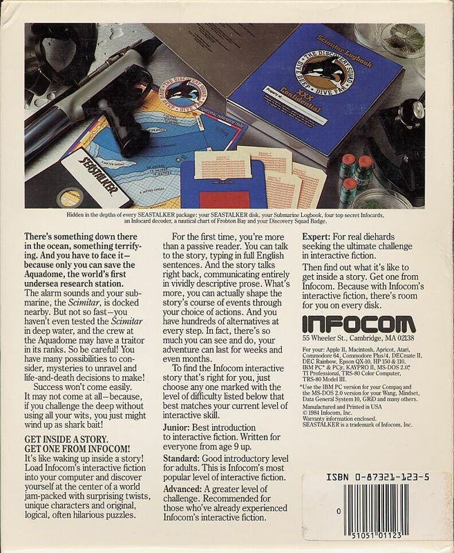 Back Cover for Seastalker (Commodore 64)