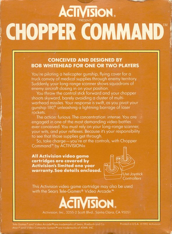 Back Cover for Chopper Command (Atari 2600)