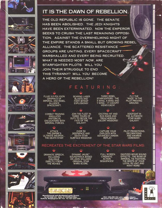 Back Cover for Star Wars: X-Wing (DOS)