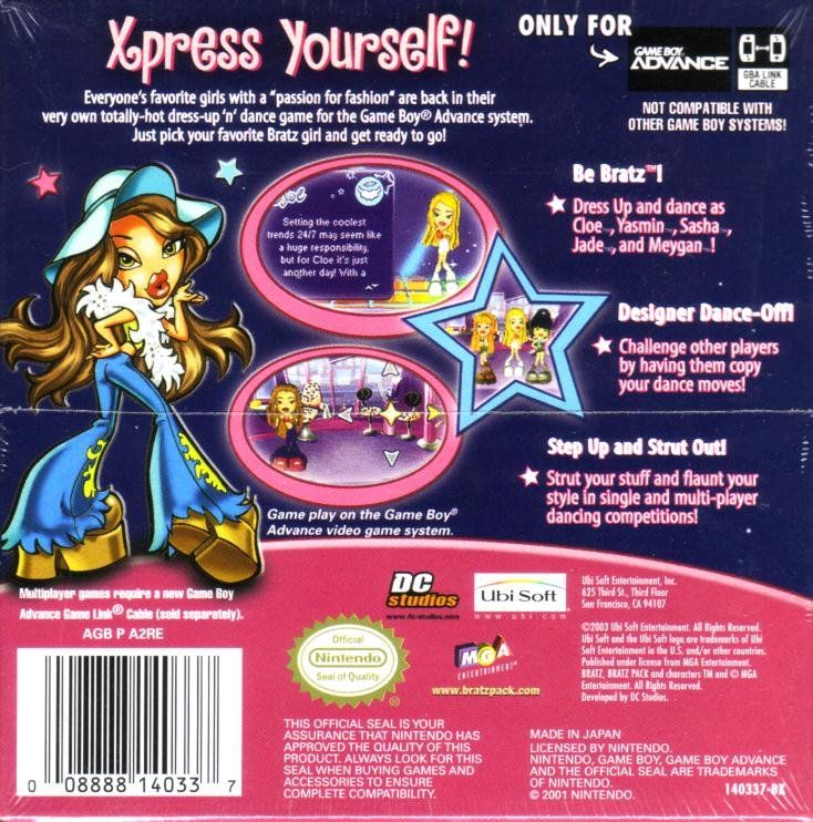 Back Cover for Bratz (Game Boy Advance)