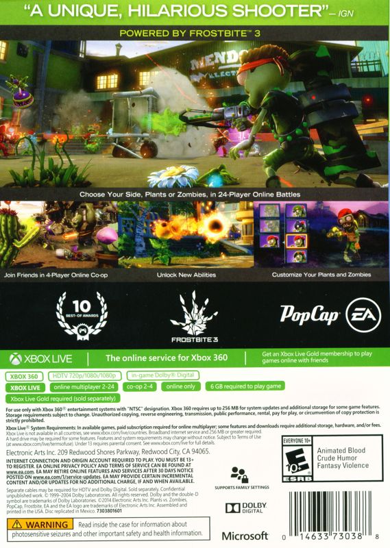 Plants vs Zombies Garden Warfare(Online Play Required) - Xbox 360 [video  game]