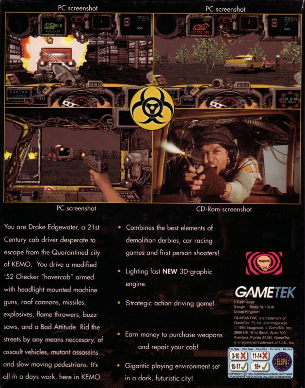 Back Cover for Quarantine (DOS)