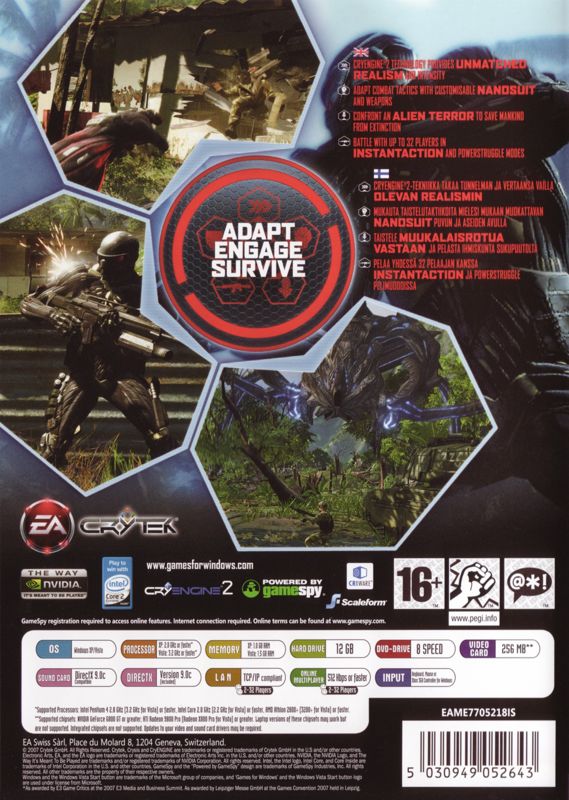 Back Cover for Crysis (Windows)