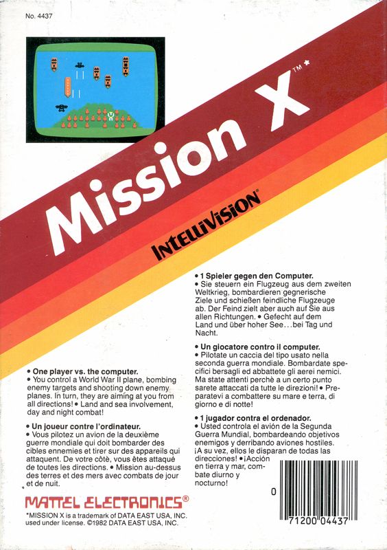 Back Cover for Mission X (Intellivision)