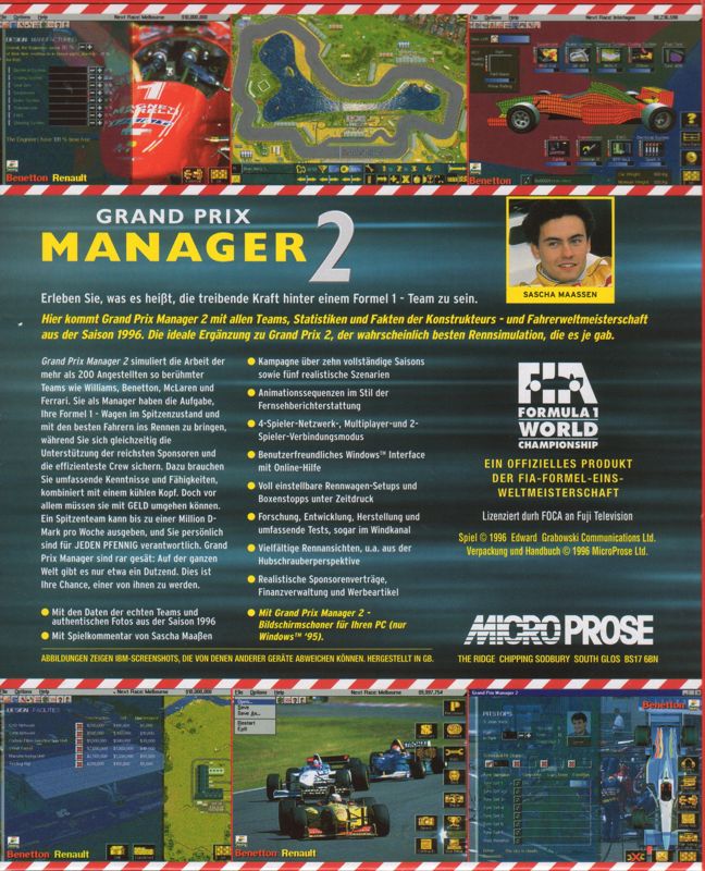Back Cover for Grand Prix Manager 2 (Windows and Windows 3.x) (Special Edition)