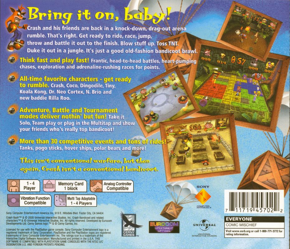 Back Cover for Crash Bash (PlayStation)