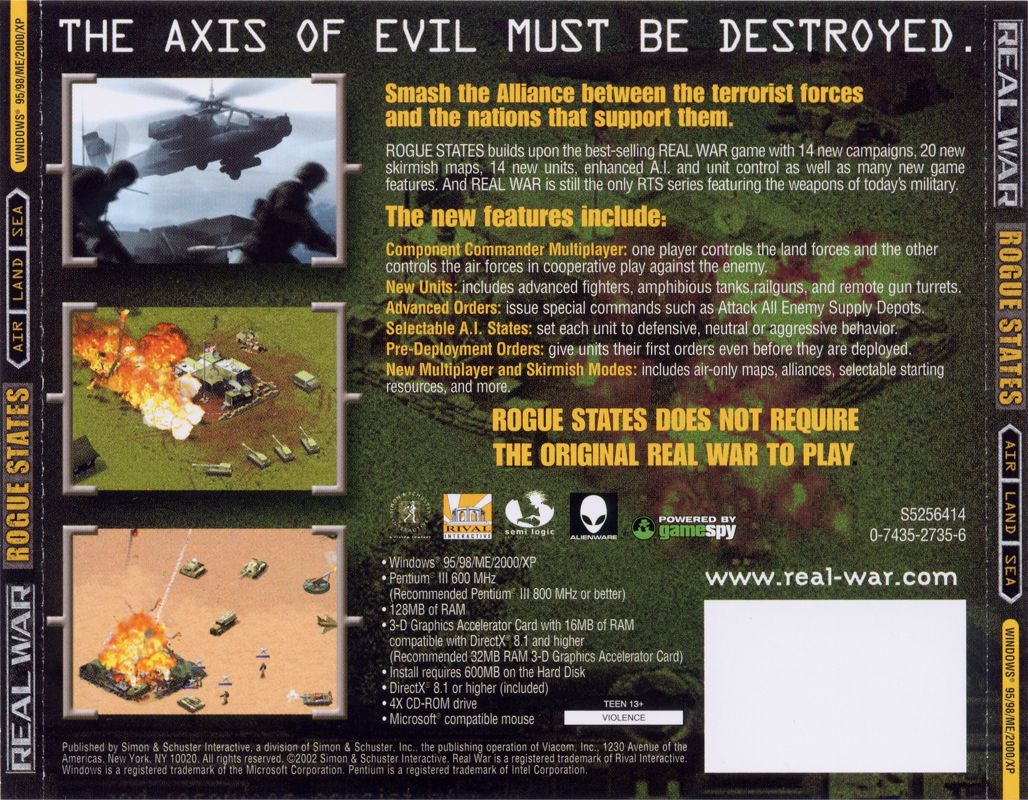 Other for Real War: Rogue States (Windows): Jewel Case - Back
