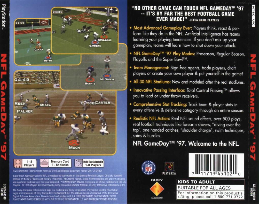 Back Cover for NFL GameDay '97 (PlayStation)