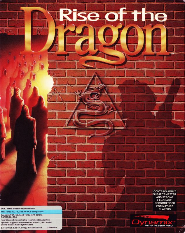 Front Cover for Rise of the Dragon (DOS) (Dual Media Release (16 Colors version))