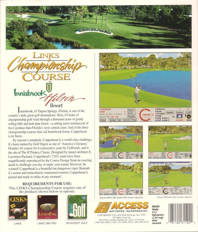 Back Cover for Links: Championship Course: Innisbrook - Copperhead (DOS)