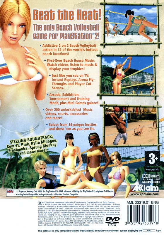 Back Cover for Summer Heat Beach Volleyball (PlayStation 2)