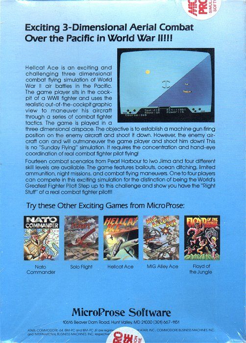 Back Cover for Hellcat Ace (Commodore 64)