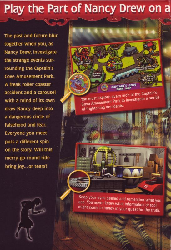 Inside Cover for Nancy Drew: The Haunted Carousel (Windows) (Atari re-release): Left Flap
