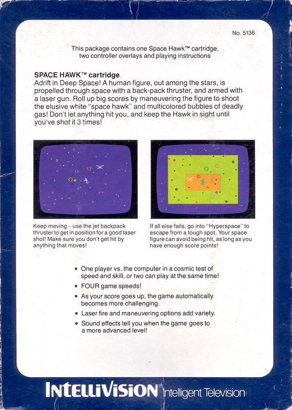 Back Cover for Space Hawk (Intellivision)