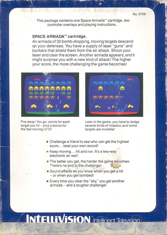 Back Cover for Space Armada (Intellivision)