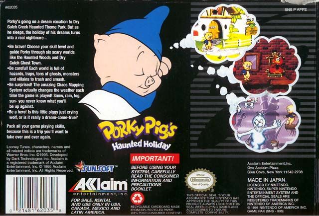 Back Cover for Porky Pig's Haunted Holiday (SNES)