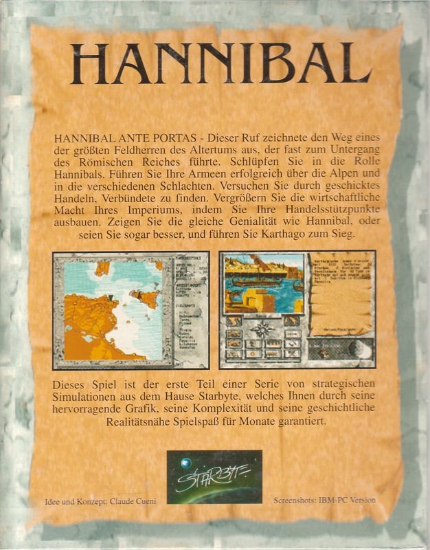 Back Cover for Hannibal (DOS)