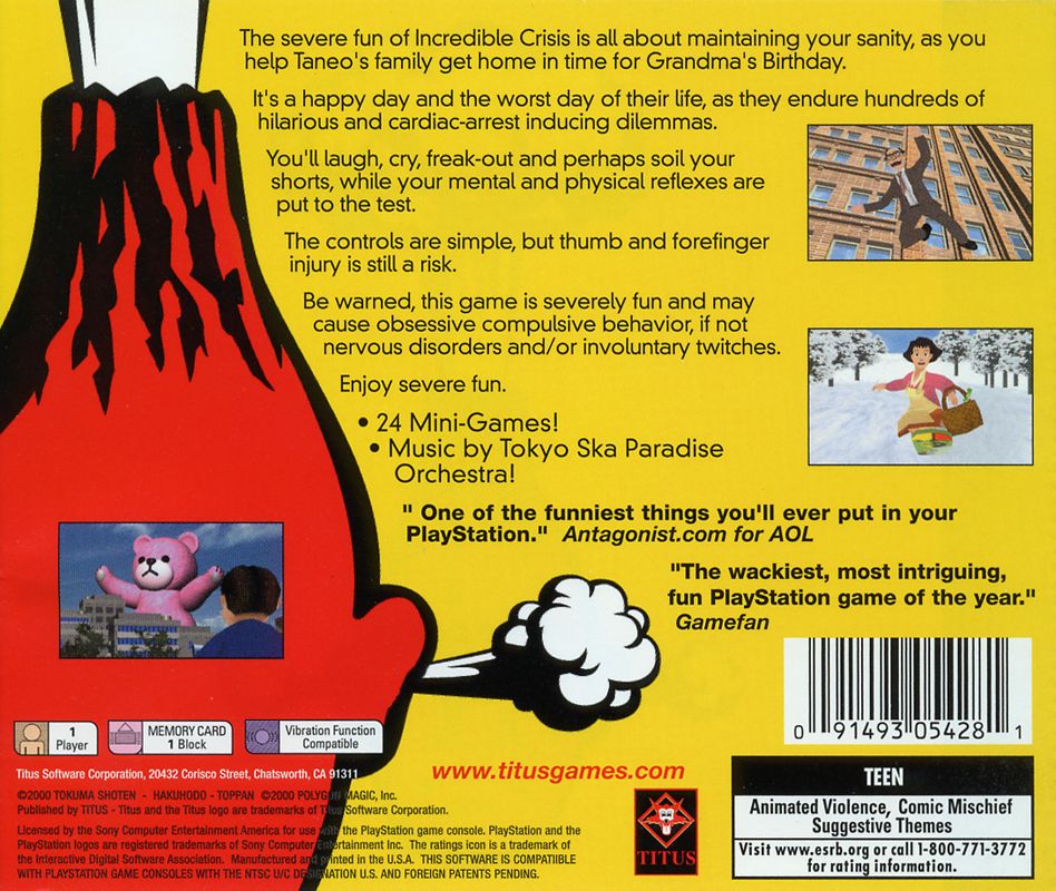 Back Cover for Incredible Crisis (PlayStation)