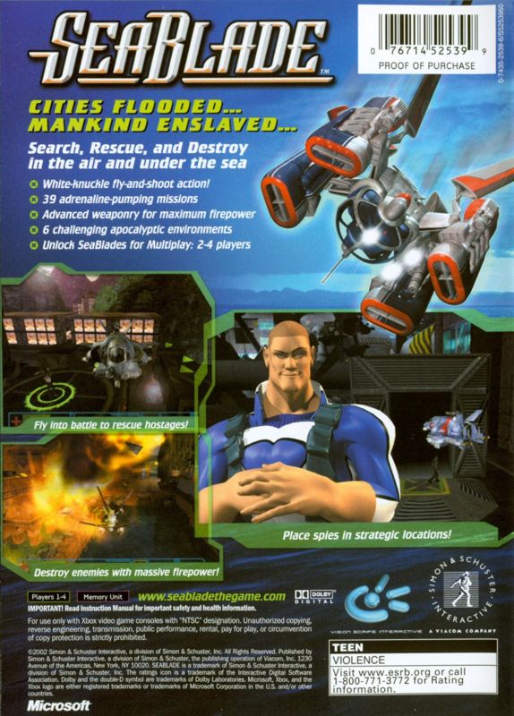Back Cover for SeaBlade (Xbox)