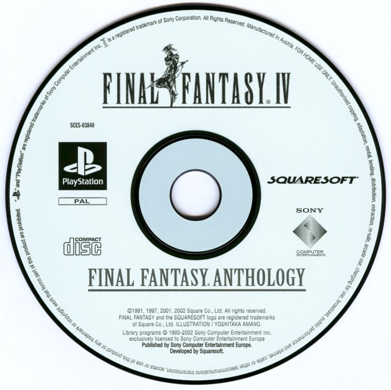 Media for Final Fantasy: Anthology - European Edition (PlayStation): Final Fantasy IV
