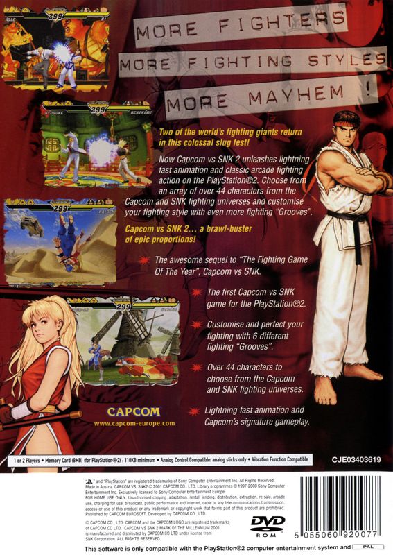 Capcom Vs Snk 2 Mark Of The Millennium Cover Or Packaging Material Mobygames 